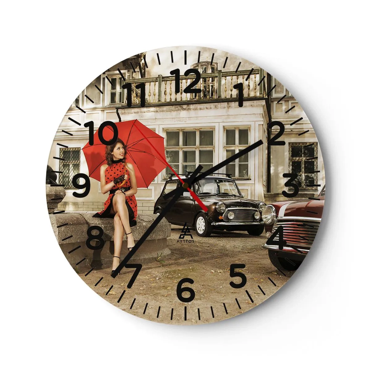 Wanduhr - Glasuhr - Eine sentimentale Minireise - 30x30 cm