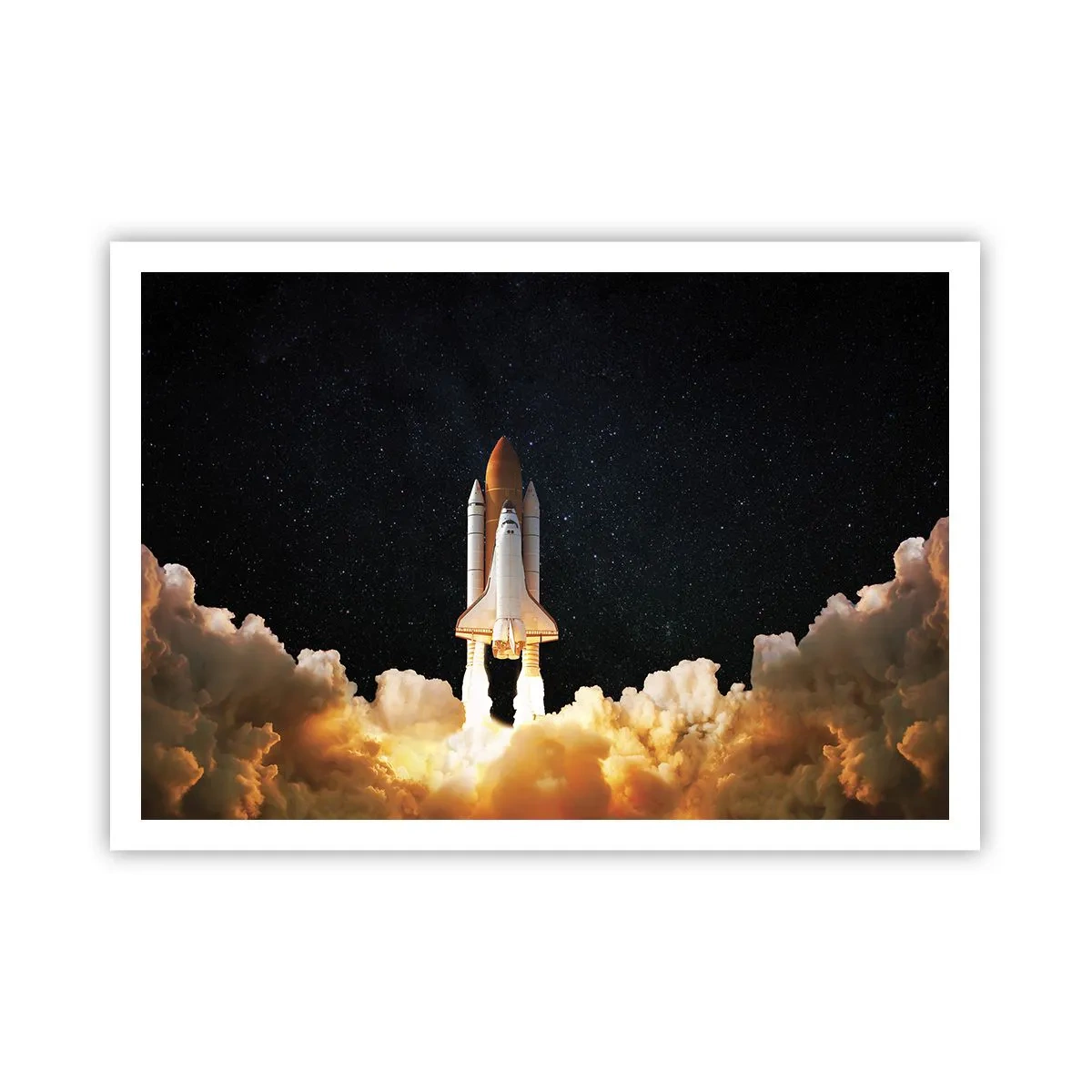 Poster - Eine Weltraumrakete hebt vor dem Sternenhimmel ab - 100x70cm - Ad Astra! - Moderne Wanddekoration für Wohnzimmer und Schlafzimmer ARTTOR