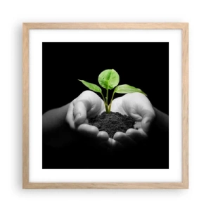 Poster in einem Rahmen aus heller Eiche - Ich liebe die Natur, ich beschütze sie - 40x40 cm