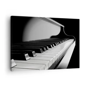 Bild auf Leinwand - Leinwandbild - Klaviertasten in einer eleganten Schwarz-Weiß-Aufnahme - 70x50cm - Harmonie von Formen und Farben - Moderne Wanddekoration für Wohnzimmer und Schlafzimmer ARTTOR