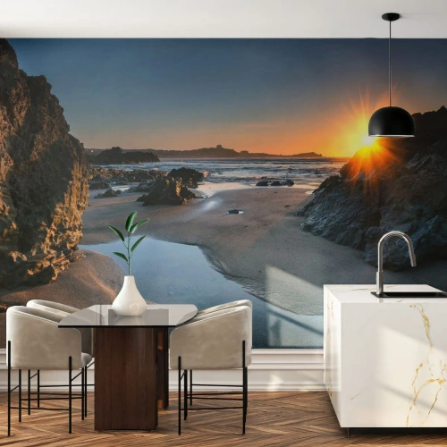 Fototapete Premium Sand - Unberührt von menschlicher Hand - Landschaft, Strand, Küste Cornwalls - 350x256 cm