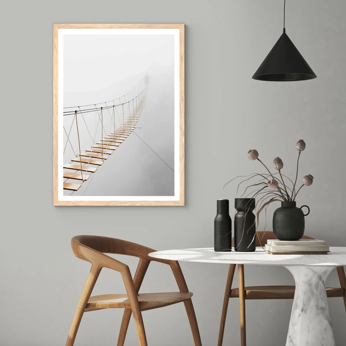 Poster in einem Rahmen aus heller Eiche - Wohin wird es dich führen? - 30x40 cm