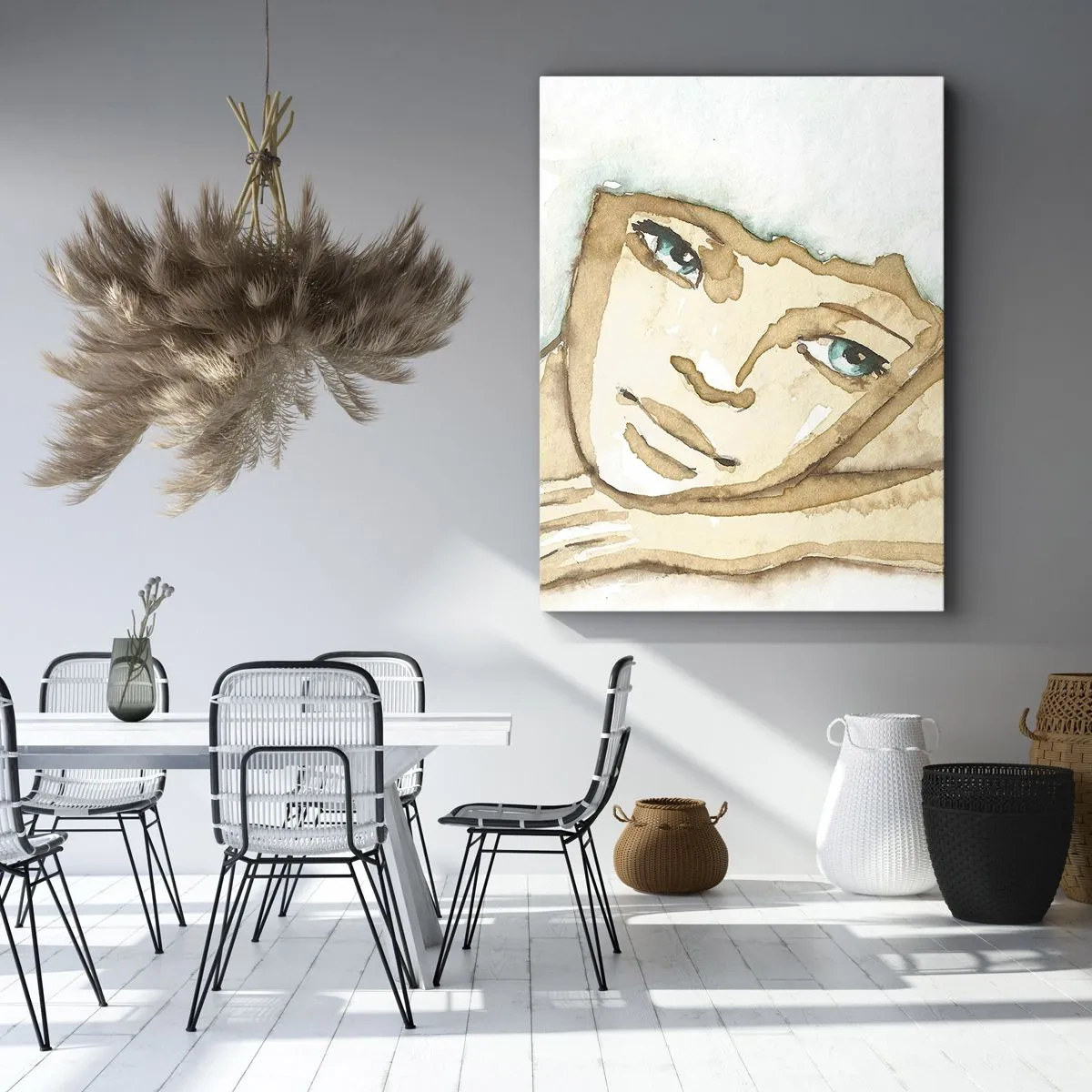 Bild auf Leinwand - Leinwandbild - Künstlerisches Porträt einer Frau in Pastellfarben - 50x70cm - Der Baum der Poesie wächst aus der Stille - Moderne Wanddekoration für Wohnzimmer und Schlafzimmer ARTTOR