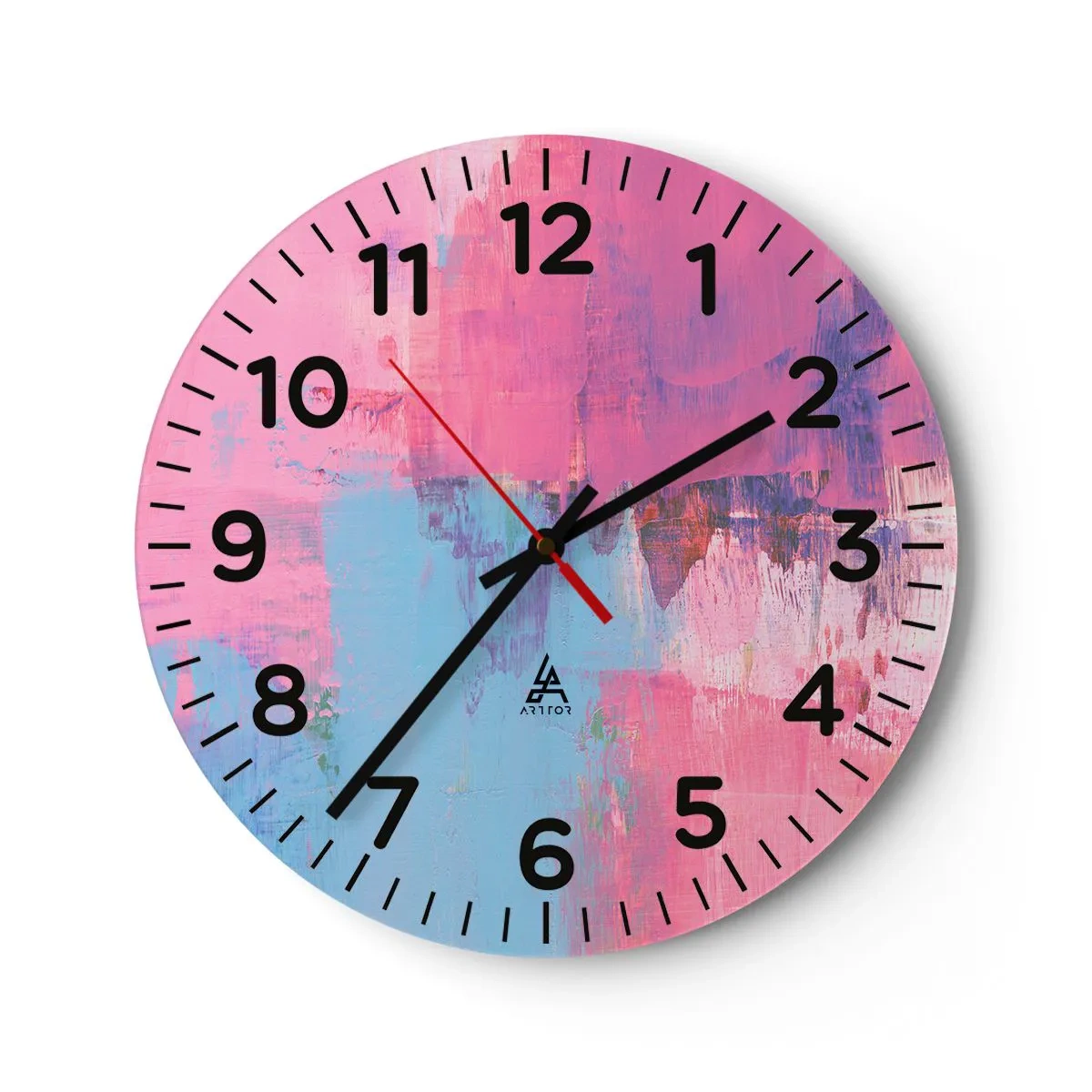 Wanduhr - Glasuhr - Rosa, Blau und eine Prise Licht - 40x40 cm