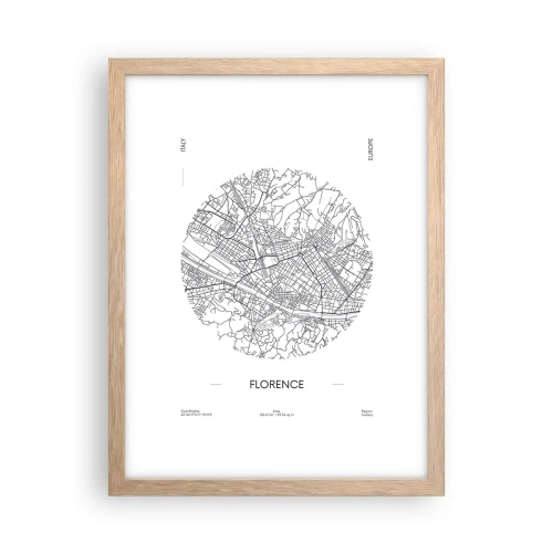 Poster in einem Rahmen aus heller Eiche - Anatomie von Florenz - 30x40 cm