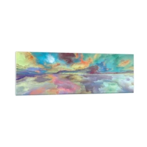 Glasbild - Bild auf glas - Bunte Wolkenlandschaft im abstrakten Stil - 160x50cm - Zwei Himmel - Moderne Wanddekoration für Wohnzimmer und Schlafzimmer ARTTOR