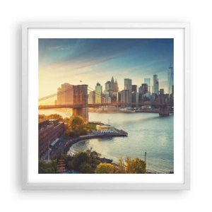 Poster in einem weißen Rahmen - Morgendämmerung der Großstadt - 50x50 cm