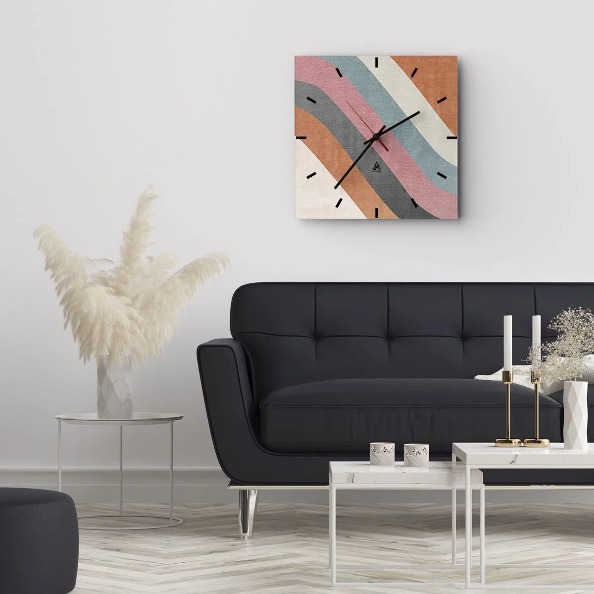 Wanduhr - Glasuhr - Diagonale Komposition – Bewegung - 30x30 cm