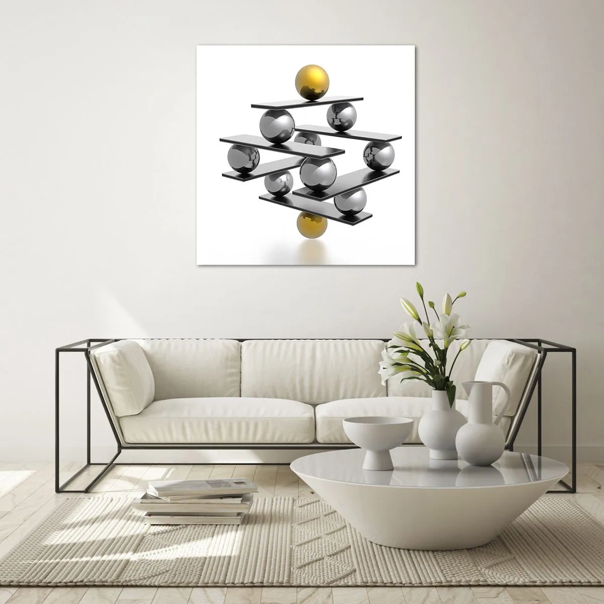 Glasbild - Bild auf glas - Gold- und Silberbalance - 30x30 cm