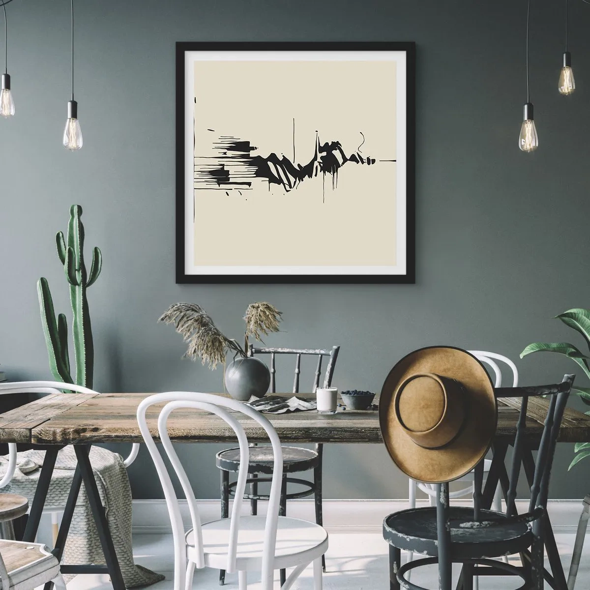 Poster in einem schwarzem Rahmen - Hastige Abstraktion - 30x30 cm