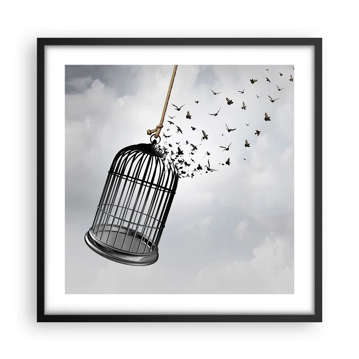 Poster in einem schwarzem Rahmen - Glaube ... Hoffnung ... Freiheit! - 50x50 cm