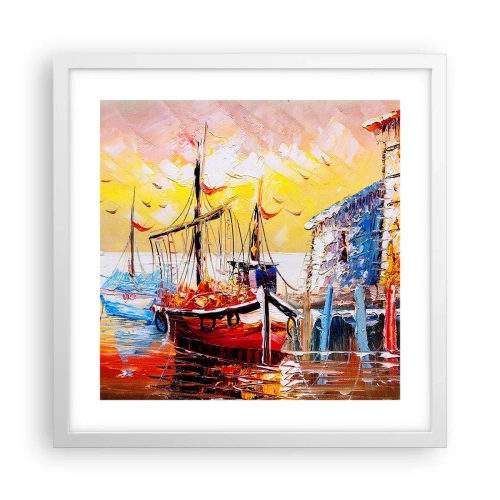 Poster in einem weißen Rahmen - Glückliche Rückkehr - 40x40 cm