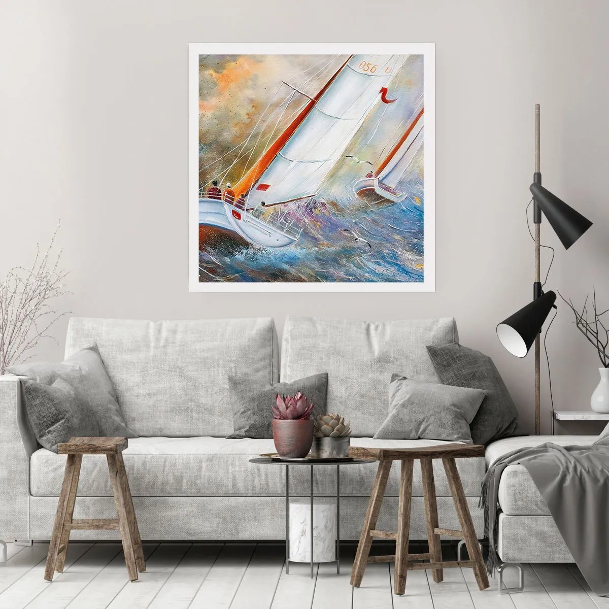 Poster - Durch die Wellen laufend - 40x40 cm