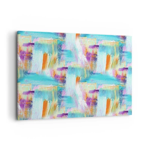 Bild auf Leinwand - Leinwandbild - Farbenfrohe Abstraktion mit dynamischen Pinselstrichen - 100x70cm - Fröhlicher Labyrinth-Liner - Moderne Wanddekoration für Wohnzimmer und Schlafzimmer ARTTOR