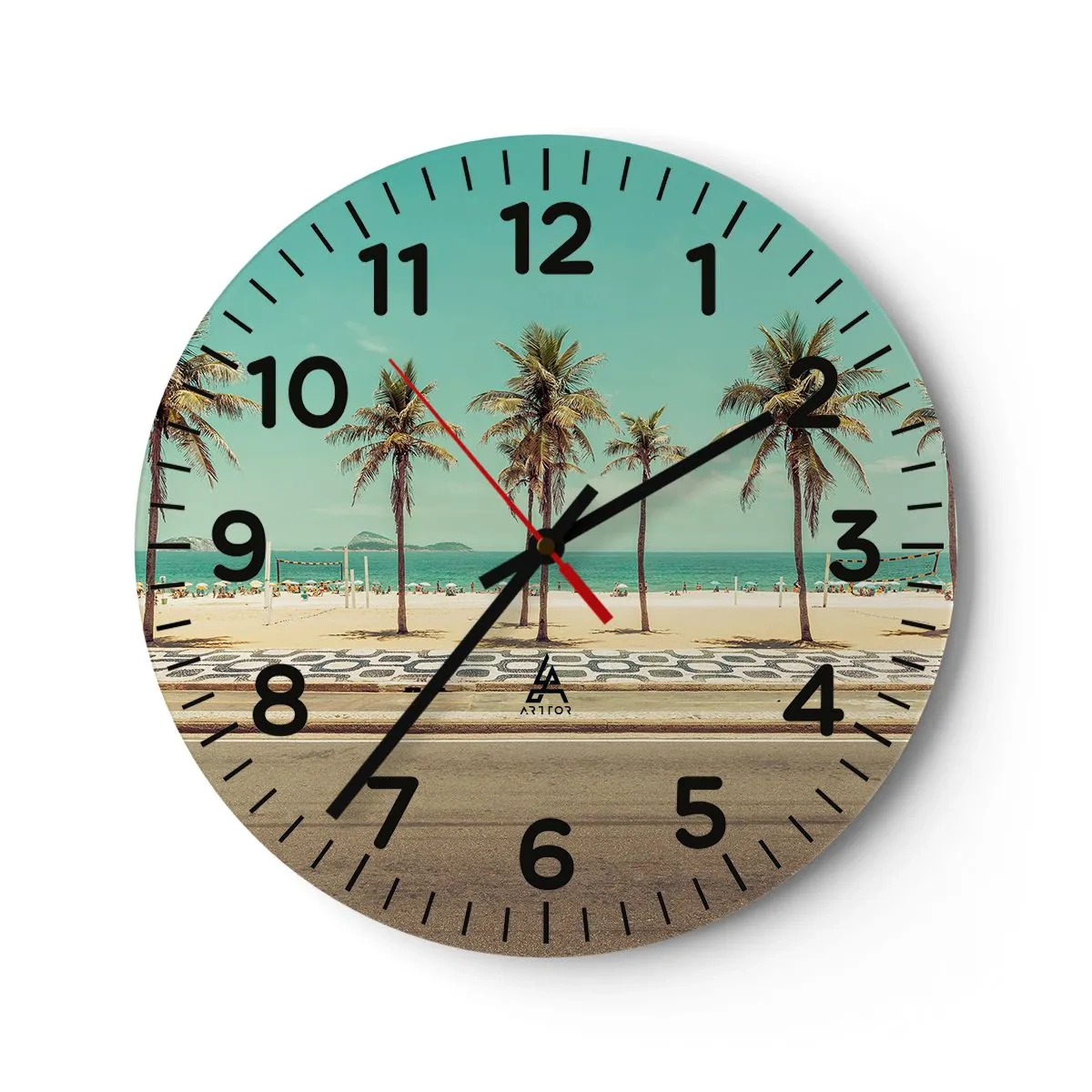 Wanduhr - Glasuhr - Beim Bewachen des Strandes - 30x30 cm