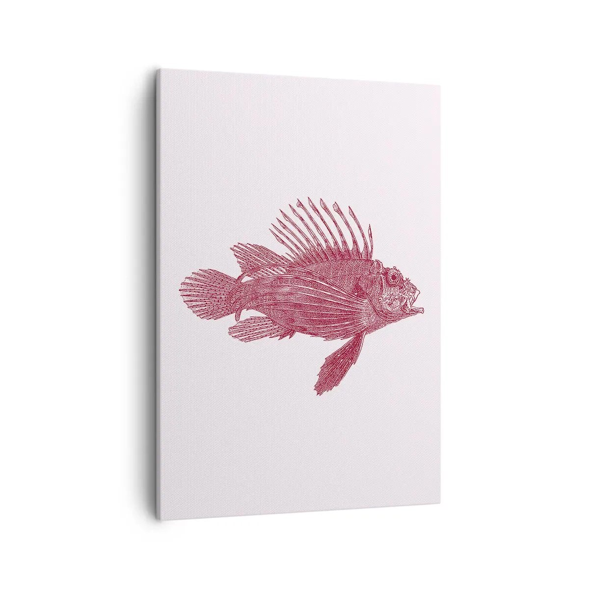 Bild auf Leinwand - Leinwandbild - Zeichnung eines Fisches in einem roten Farbton - 50x70cm - Bewohner exotischer Gewässer - Moderne Wanddekoration für Wohnzimmer und Schlafzimmer ARTTOR