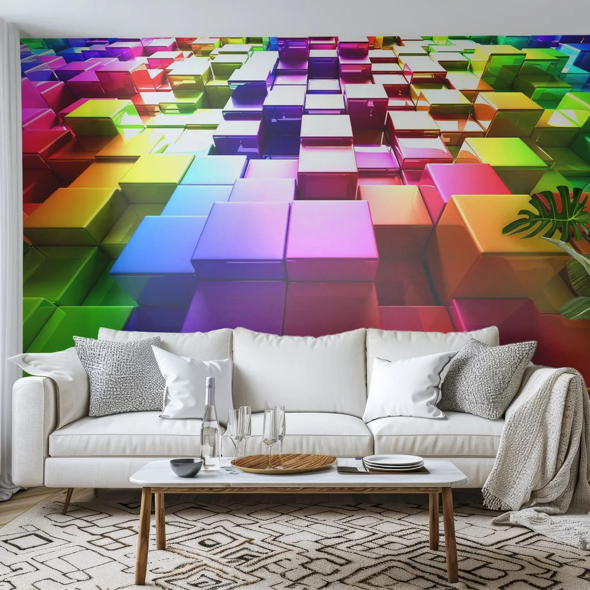 Fototapete Premium Canvas - Op-Art gemeinsam im Team - Abstraktion, Grafik, 3D - 250x175 cm