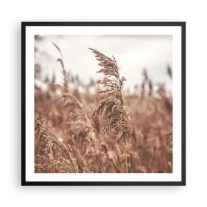 Poster in einem schwarzem Rahmen - Auf den Feldern ist es schon Herbst - 60x60 cm