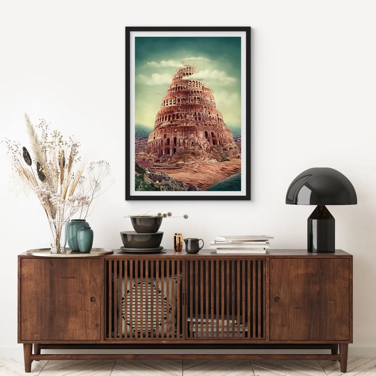 Poster in einem schwarzem Rahmen - Turm von Babylon - 30x40 cm