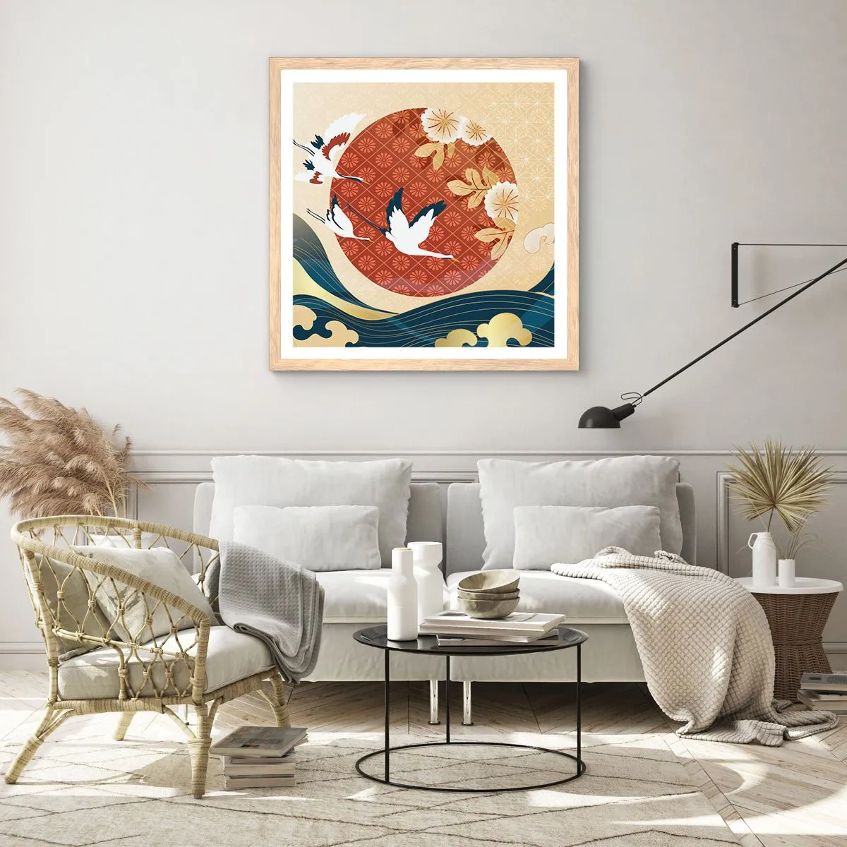 Poster in einem Rahmen aus heller Eiche - Japanisches Märchen - 40x40 cm