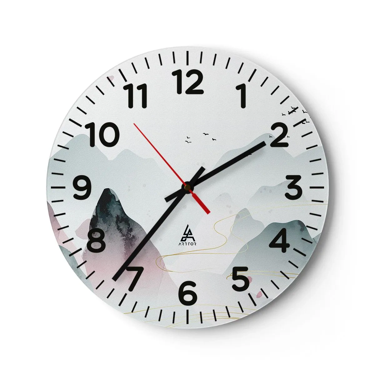 Wanduhr - Glasuhr - Über die Gipfel - 40x40 cm