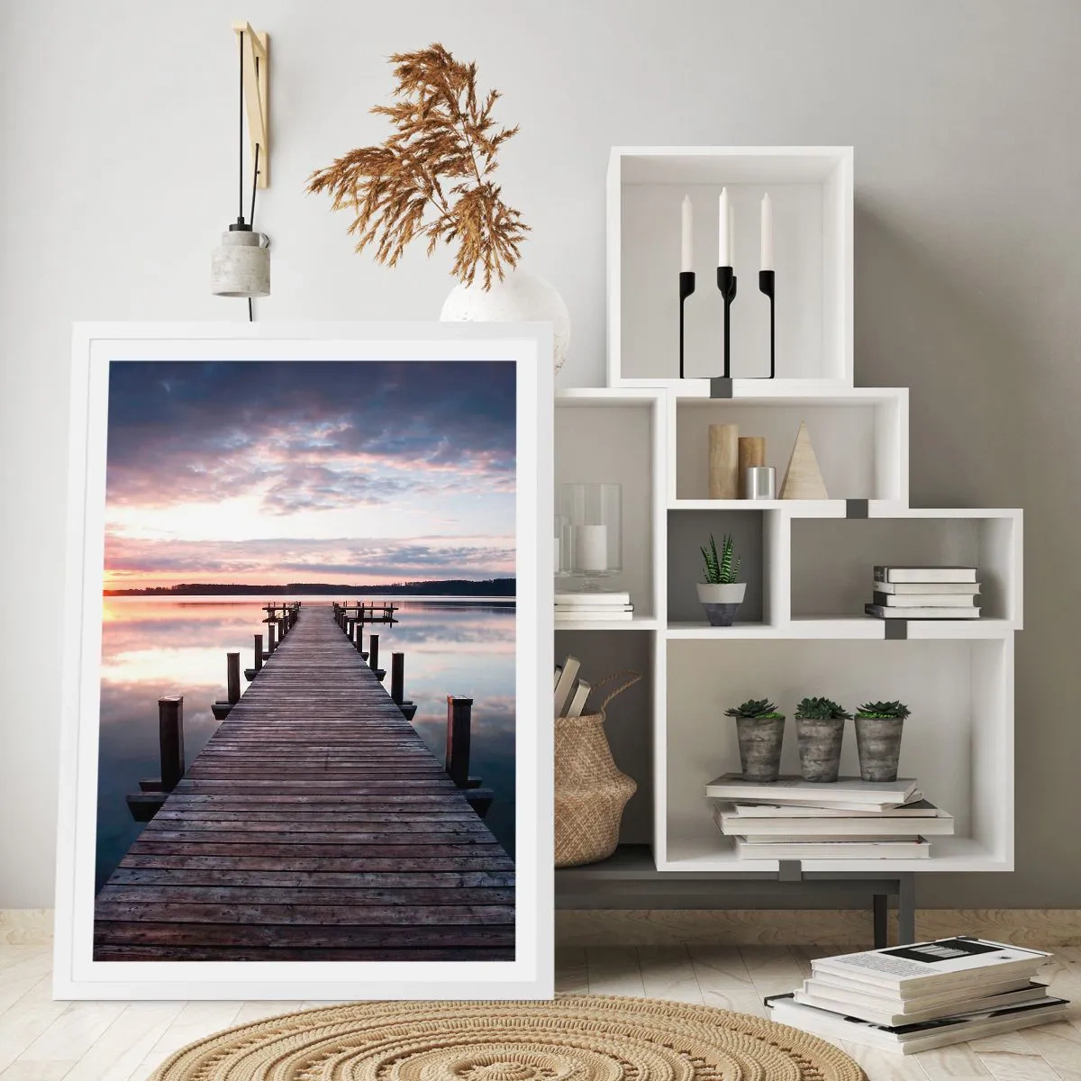 Poster in einem weißen Rahmen - Eine stille Grenze zwischen Tag und Nacht - 40x50 cm