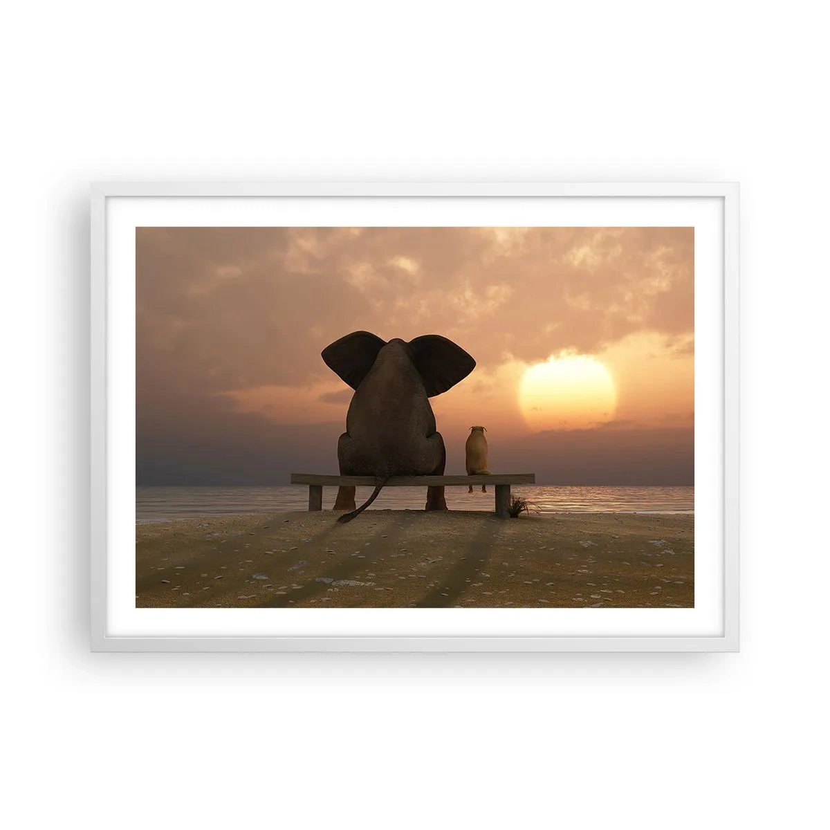 Poster in einem weißen Rahmen - Es tut gut zusammen zu schweigen - 70x50 cm