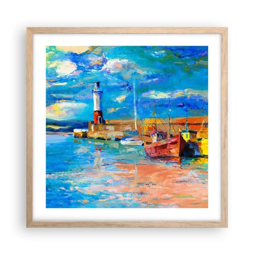 Poster in einem Rahmen aus heller Eiche - Ein Nachmittag in der Regenbogenbucht - 50x50 cm