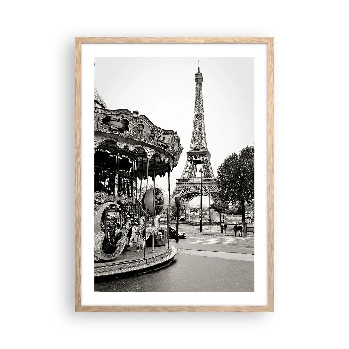 Poster in einem Rahmen aus heller Eiche - So lustig ist es nur in Paris - 50x70 cm