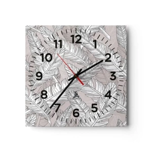 Wanduhr - Glasuhr - Ein Federwirbel - 40x40 cm