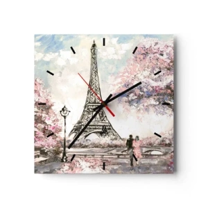 Wanduhr - Glasuhr - Aprilspaziergang durch Paris - 40x40 cm