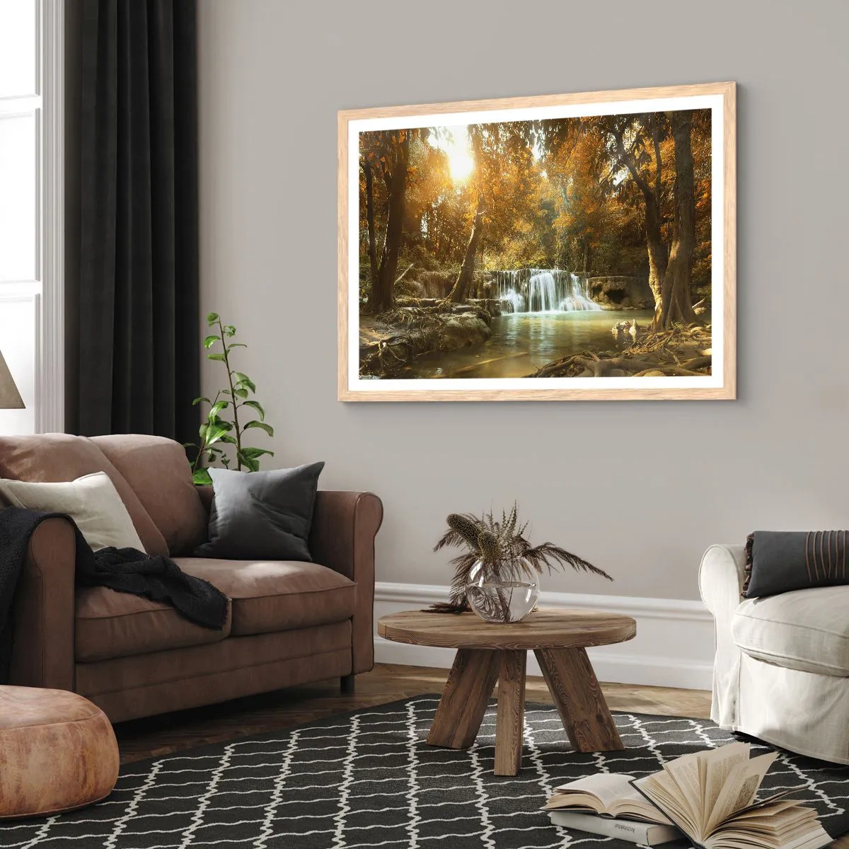 Poster in einem Rahmen aus heller Eiche - Parkkaskade - 70x50 cm