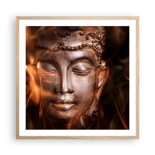 Poster in einem Rahmen aus heller Eiche - Es existiert nur hier und jetzt - 60x60 cm