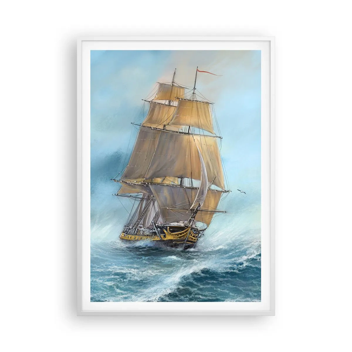 Poster in einem weißen Rahmen - Über die Wellen gleiten - 70x100 cm