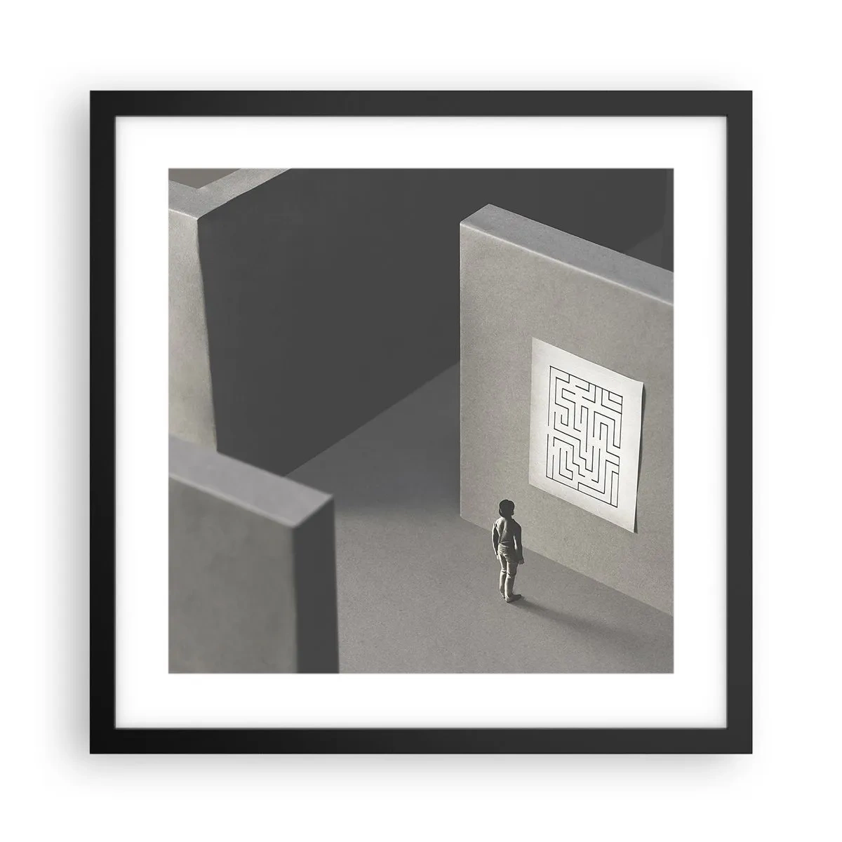 Poster in einem schwarzem Rahmen - Aber wo bin ich? - 40x40 cm