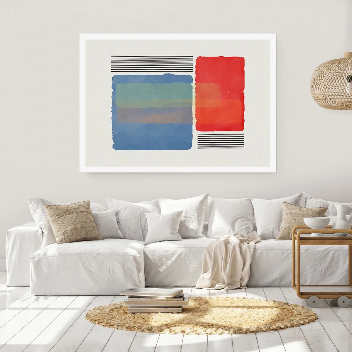 Poster - Geometrische Komposition mit farbigen Blöcken und Linien - 100x70cm - Der Geist und der Buchstabe der Geometrie - Moderne Wanddekoration für Wohnzimmer und Schlafzimmer ARTTOR