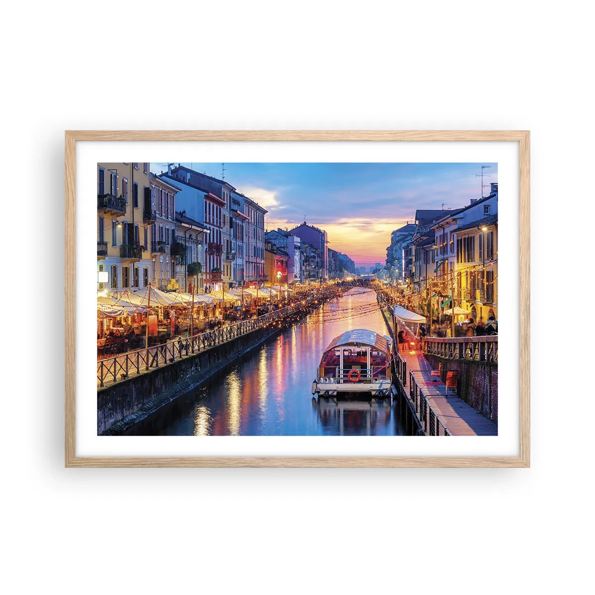 Poster in einem Rahmen aus heller Eiche - Ein Abend voller Licht und Spaß - 70x50 cm