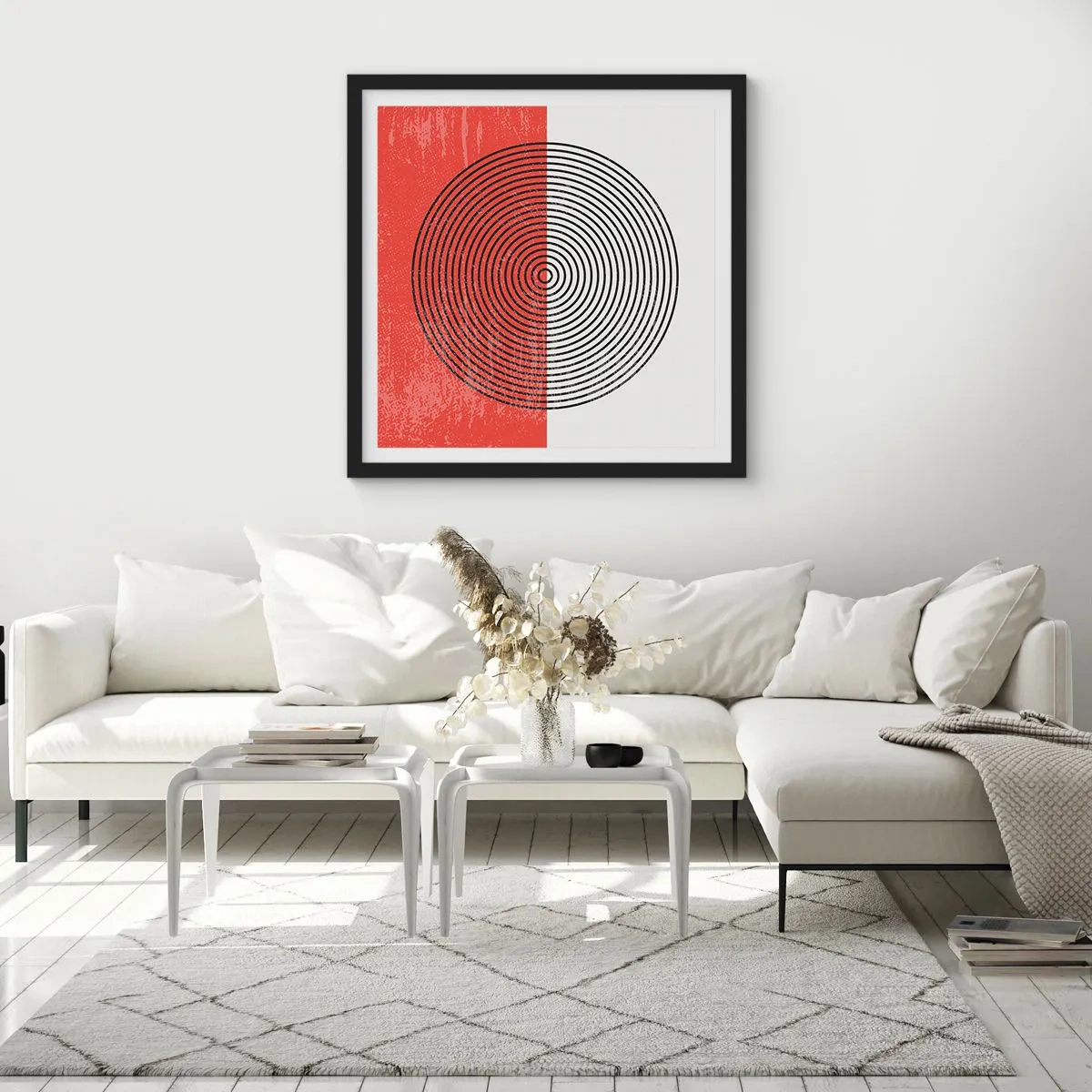 Poster in einem schwarzem Rahmen - Auf den Punkt gebracht - 50x50 cm