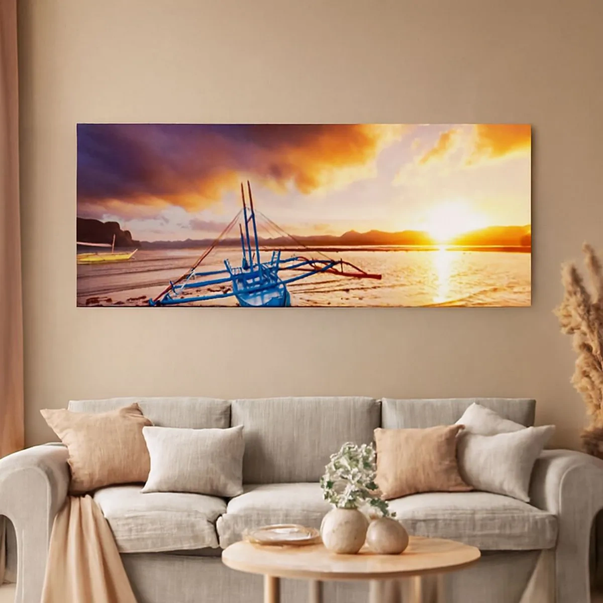 Bild auf Leinwand - Leinwandbild - Nach einem Tag sich im Sand ausstrecken - 100x40 cm