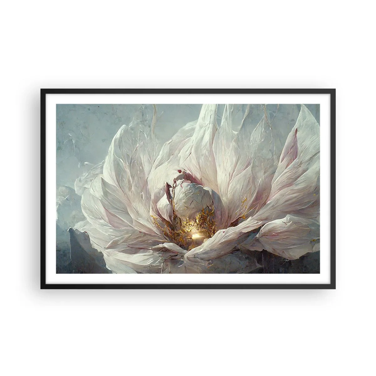 Poster in einem schwarzem Rahmen - Sie blüht alle hundert Jahre einmal - 91x61 cm