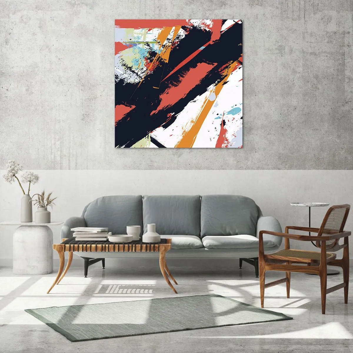 Glasbild - Bild auf glas - Dynamische Komposition - 70x70 cm