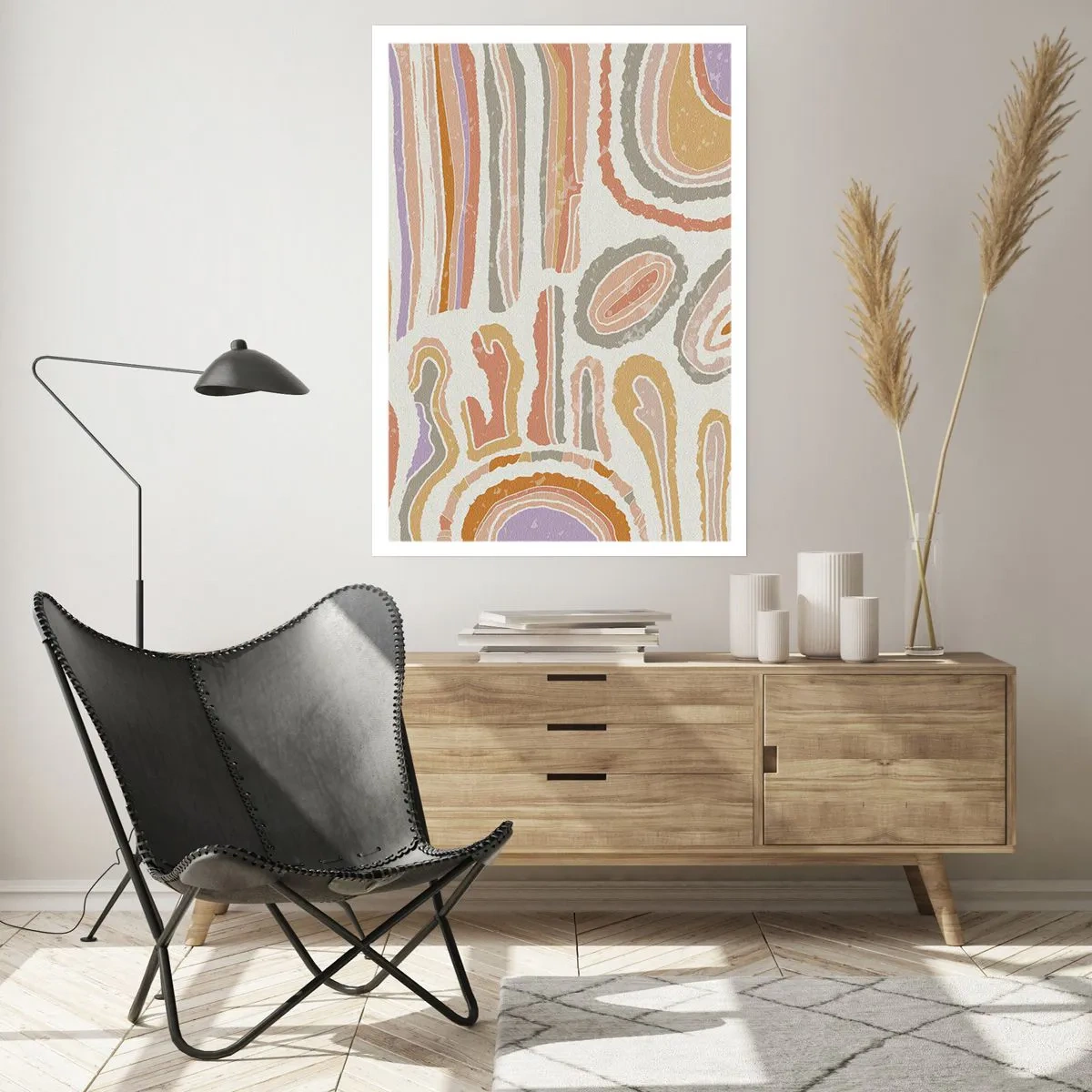 Poster - Abstrakte organische Muster in warmen Erdtönen - 50x70cm - Bunte Querschnitte - Moderne Wanddekoration für Wohnzimmer und Schlafzimmer ARTTOR