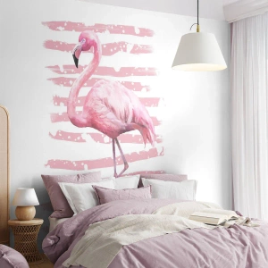 Maßgeschneiderte Fototapete Standard Eco - In Würde, aber in Pink - Flamingo, Vogel, Stück