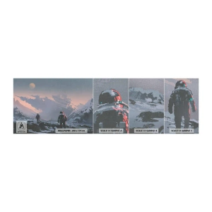 Fototapeten Muster Premium Canvas - Unter einem unbekannten Stern - Abstraktion, Astronaut, Kosmonaut - 100x30 cm