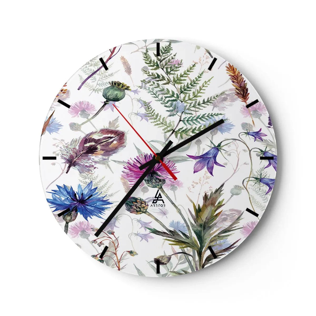 Wanduhr - Glasuhr - Polnisches Herbarium - 40x40 cm