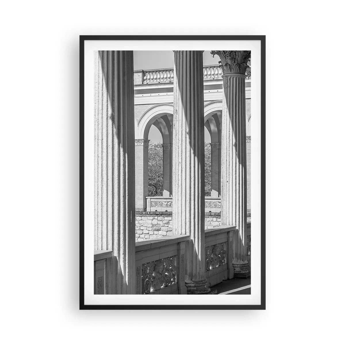 Poster in einem schwarzem Rahmen - Sonnige Arkade - 61x91 cm