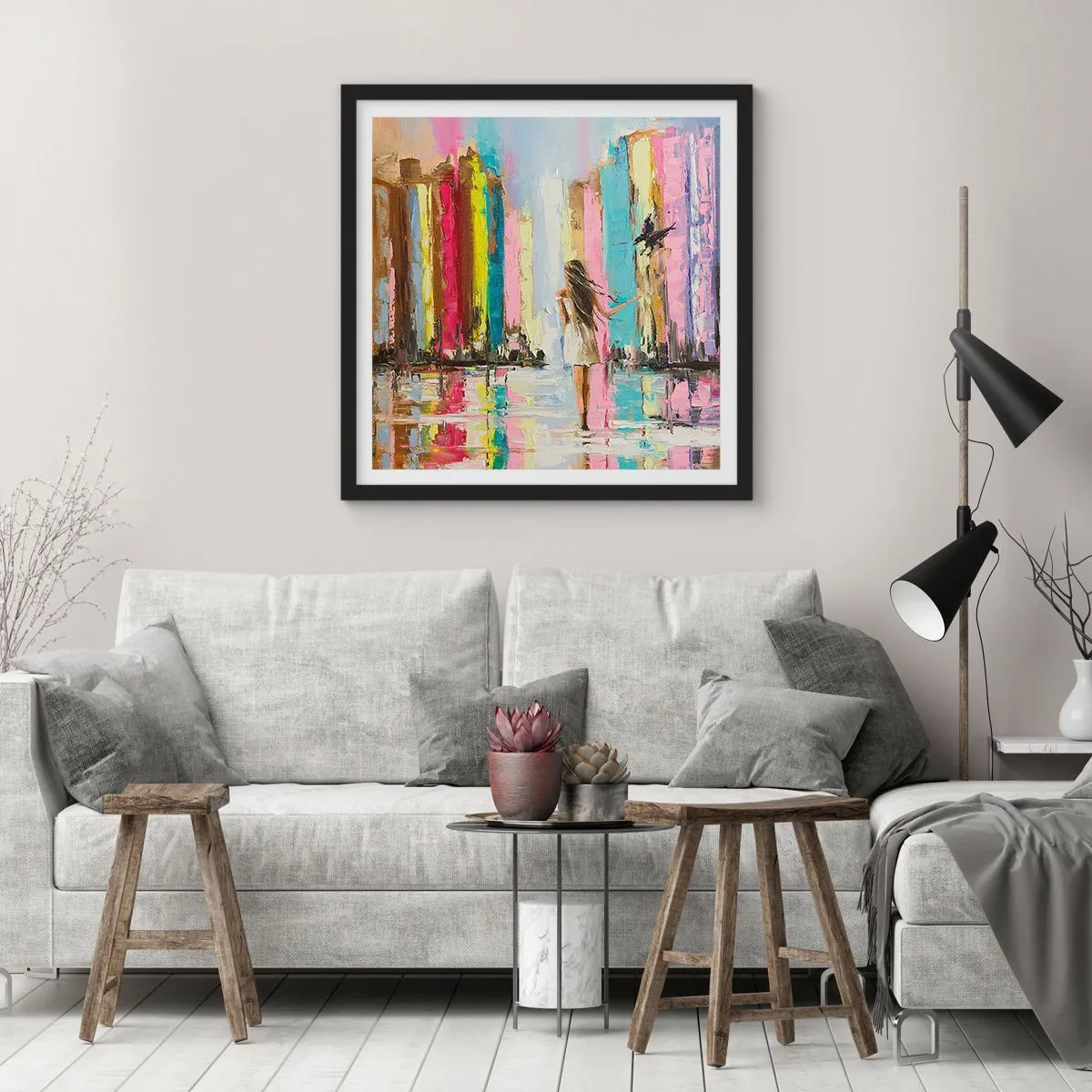 Poster in einem schwarzem Rahmen - Folge mir - 40x40 cm