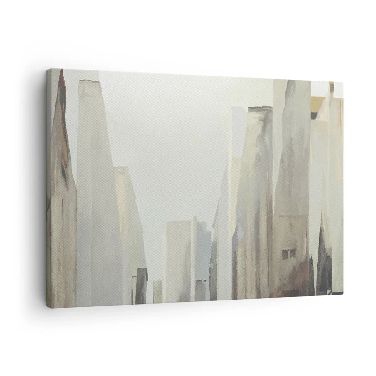 Bild auf Leinwand - Leinwandbild - Abstraktes Stadtbild in Pastelltönen - 70x50cm - Traum von der Stadt - Moderne Wanddekoration für Wohnzimmer und Schlafzimmer ARTTOR