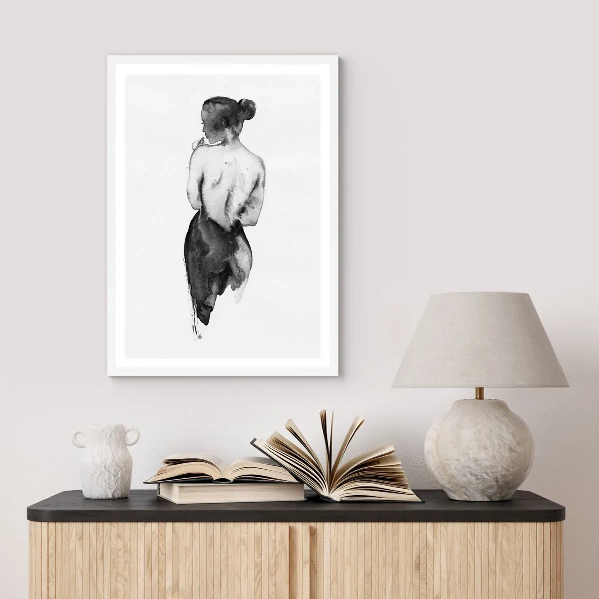 Poster in einem weißen Rahmen - Bei ihr verschwindet die Welt - 70x100 cm