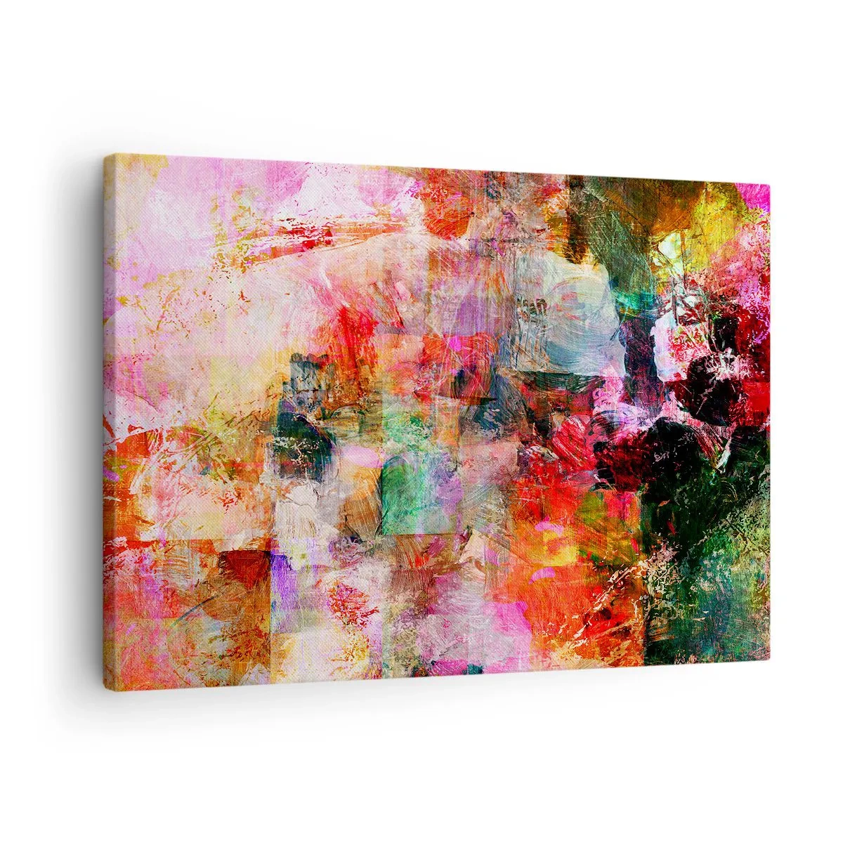 Bild auf Leinwand - Leinwandbild - Eine abstrakte Komposition mit dominanten Rosa- und Rottönen. - 70x50cm - Eine Reise durch die Rosen - Moderne Wanddekoration für Wohnzimmer und Schlafzimmer ARTTOR